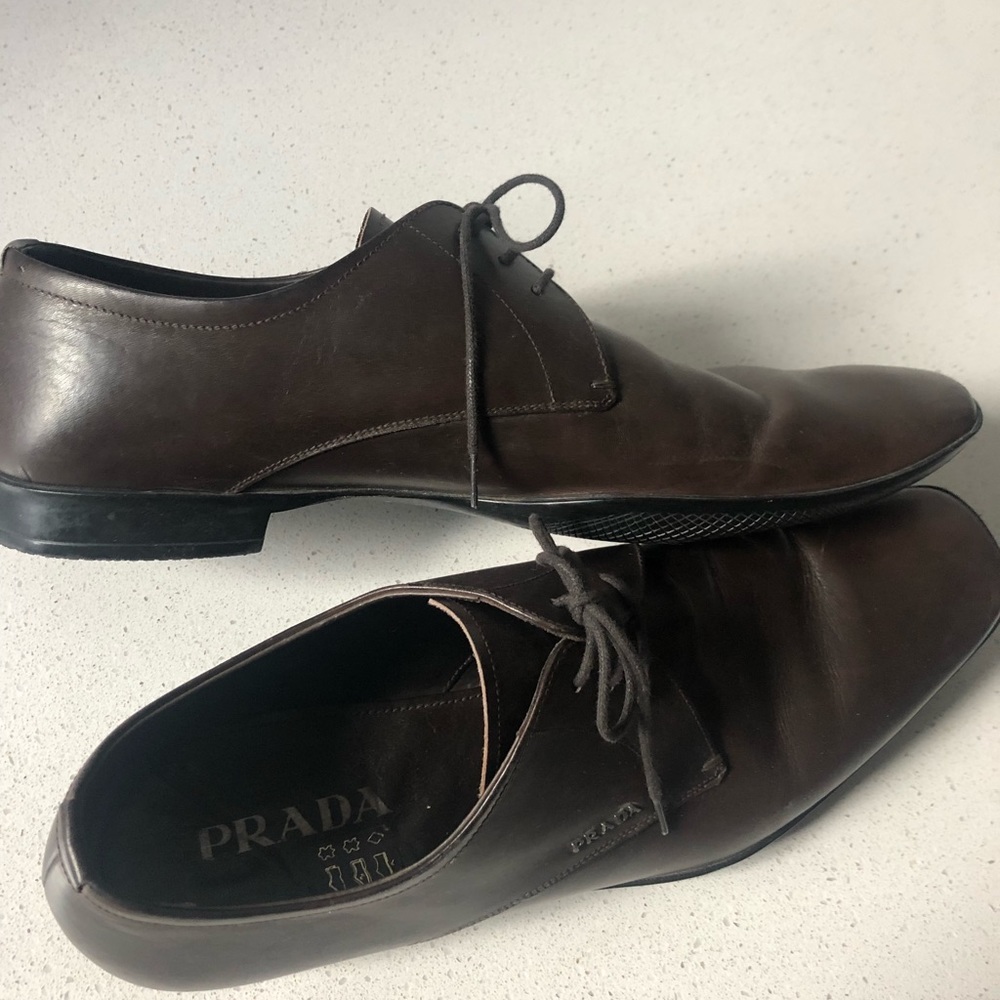 Prada chocolate brown leather shoes
